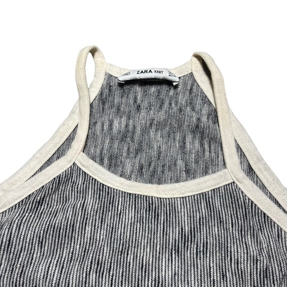 Zara Knit Thin Striped Sleeveless Cropped Halter Top S - Picture 9 of 9